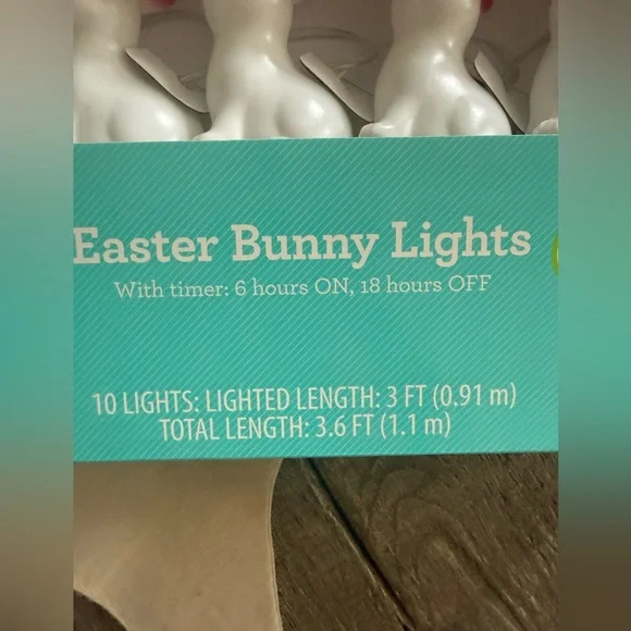 Brand NWT White Easter Bunny String Lights with Timer - Picture 11 of 16